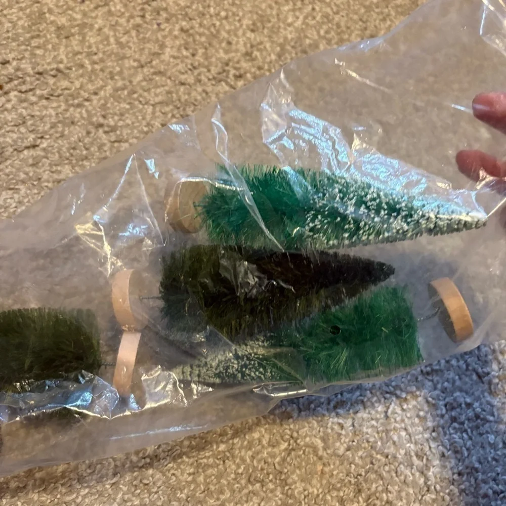 12ct Small Glitter Bottlebrush Trees NEW Pink Gold Glitter Green Christmas